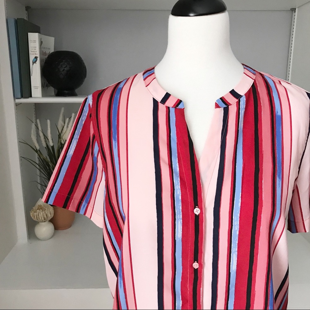 Cynthia Rowley Striped Tie-Front Button Up S - Picture 2 of 11